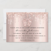 ベビーシャワー足グリッターバラ金ゴールドドリップスボーイガール 招待状 (正面)