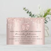 ベビーシャワー足グリッターバラ金ゴールドドリップスボーイガール 招待状 (スタンド正面)