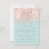 ベビーシャワー足シルバーガールボーイロヤバラグリッター 招待状 (正面)