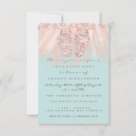 ベビーシャワー足シルバーガールボーイロヤバラグリッター 招待状