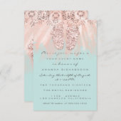 ベビーシャワー足シルバーガールボーイロヤバラグリッター 招待状 (正面/裏面)