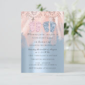 ベビーシャワー足シルバーガールボーイ王室のツインズグラム 招待状 (スタンド正面)