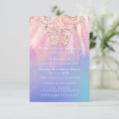 ベビーシャワー足シルバーガールボーイ王室のバラピンク 招待状 (スタンド正面)