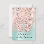 ベビーシャワー足シルバーガールボーイ王室のバラミント 招待状 (裏面)