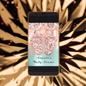 ベビーシャワー足シルバーガールボーイ王室のバラミント 招待状