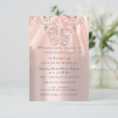 ベビーシャワー足シルバーガール王室のバラグリッター 招待状 (スタンド正面)