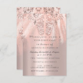 ベビーシャワー足シルバーガール王室のバラグリッター 招待状 (正面/裏面)