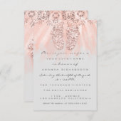 ベビーシャワー足シルバーガール王室のバラグリッター 招待状 (正面/裏面)