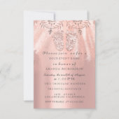 ベビーシャワー足シルバーガール王室のバラダイヤモンド 招待状 (正面)