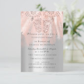 ベビーシャワー足シルバーガール王室のバラレースピンク 招待状 (スタンド正面)