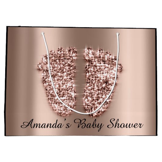 ベビーシャワー足ボーイガールネームバラベビー ラージペーパーバッグ (裏面)