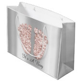 ベビーシャワー足ボーイガールネームバラ赤面 ラージペーパーバッグ (裏面アングル)