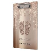 ベビーシャワー足ボーイガール名感謝していグレーバラVIP クリップボード (左)