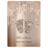 ベビーシャワー足ボーイガール名感謝していグレーバラVIP クリップボード (裏面)