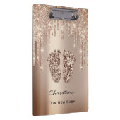 ベビーシャワー足ボーイガール名感謝していグレーバラVIP クリップボード (右)