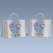 ベビーシャワー足ボーイブルーネイビーシルバー ラージペーパーバッグ