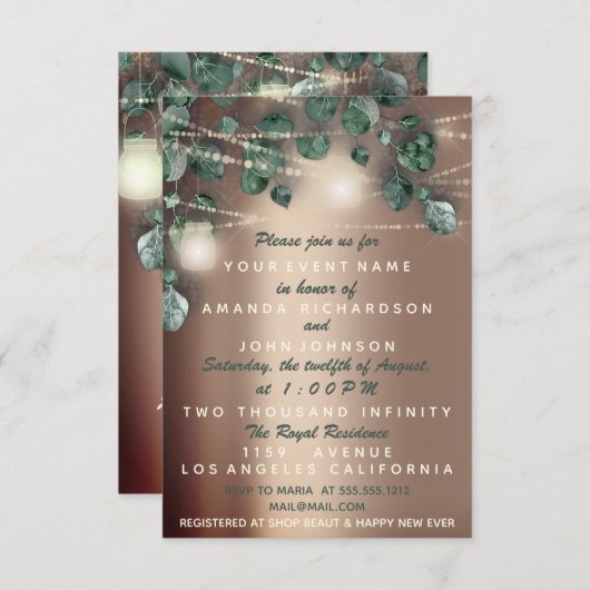 ベビーシャワー足素朴バラ赤面ガールボーイ 招待状 (正面/裏面)