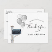 ベビーシャワー通販シルバー風船ありがとう ポストカード (正面/裏面)