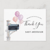 ベビーシャワー通販ピンクバルーンありがとう ポストカード (正面)