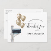 ベビーシャワー通販金ゴールドバルーンありがとう ポストカード (正面/裏面)