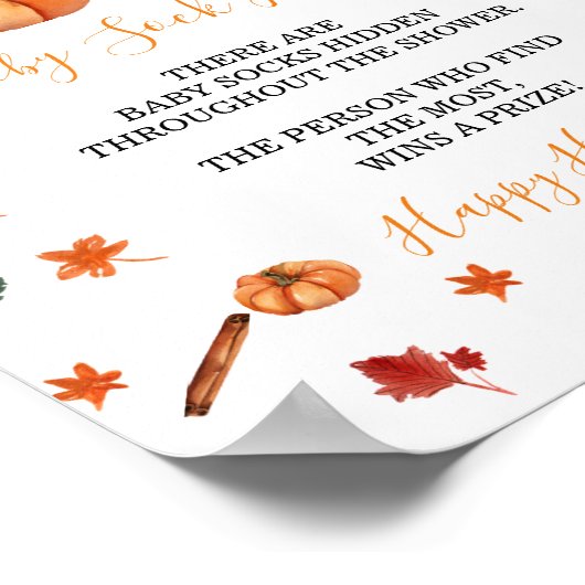 ベビーシャワー醸造カボチャ香辛料ベビー靴下狩り ポスター (角)