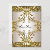 ベビーシャワー金ゴールドクリームニュートラル 招待状 (正面)