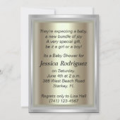 ベビーシャワー金ゴールドシルバーニュートラル 招待状 (裏面)