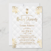 ベビーシャワー金ゴールドパイナップルエレガントトロピカル 招待状 (正面)