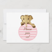 ベビーシャワー金ゴールドピンクホワイトベビーゾウ 招待状 (裏面)