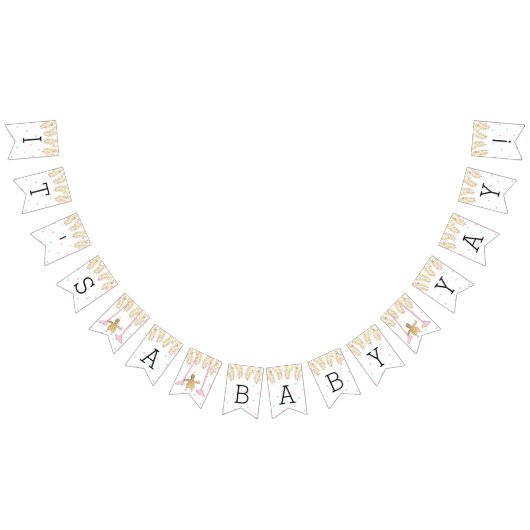 ベビーシャワー金ゴールドフラミンゴベビー、アゲハチョウバナー バンティングフラッグ (全)