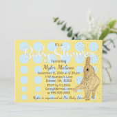 ベビーシャワー金ゴールドベビーエレファントブルー 招待状 (スタンド正面)