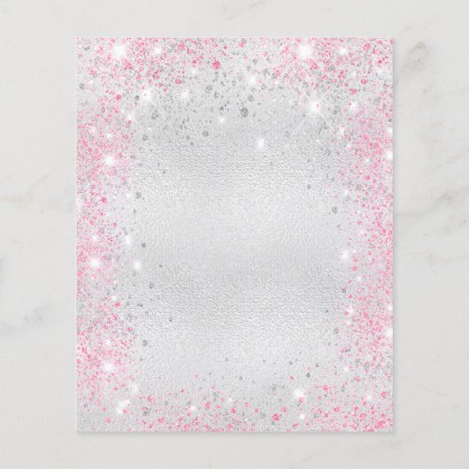 ベビーシャワー銀のフローラ女の子の予算招待 チラシ (裏面)