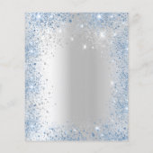 ベビーシャワー銀グリッターフローラブルー招待 チラシ (裏面)