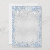 ベビーシャワー銀グリッター花模様ブルーボーイ 招待状 (裏面)