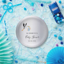 ベビーシャワー銀色の少年ブルーストーク