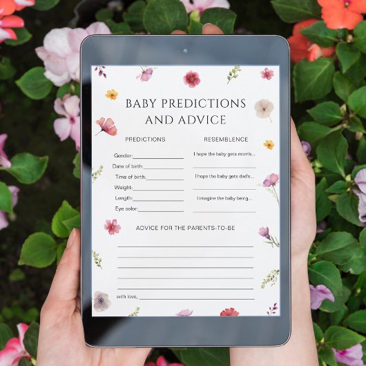 ベビーシャワー開花ベビー予測ゲームカード 招待状