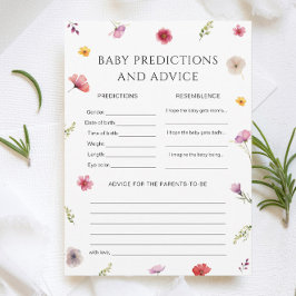 ベビーシャワー開花ベビー予測ゲームカード 招待状