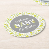 ベビーシャワー開花 ラウンドペーパーコースター (アングル)