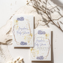 ベビーシャワー雪だるまパープルテーマ招待状カード