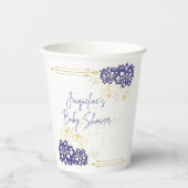 ベビーシャワー雪だるまパープルテーマ紙カップ 紙コップ (正面)