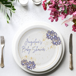 ベビーシャワー雪だるまパープルテーマ紙プレート ペーパープレート