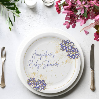 ベビーシャワー雪だるまパープルテーマ紙プレート ペーパープレート