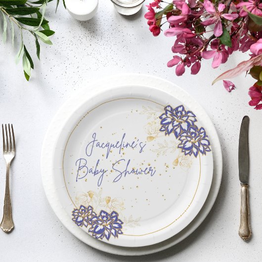 ベビーシャワー雪だるまパープルテーマ紙プレート ペーパープレート