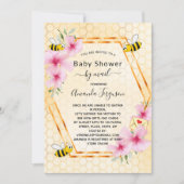 ベビーシャワー電子ビー黄色のフローラ女の子にメールmom 招待状 (正面)