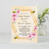 ベビーシャワー電子ビー黄色のフローラ女の子にメールmom 招待状 (スタンド正面)