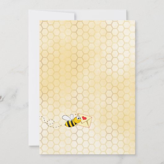 ベビーシャワー電子ビー黄色のフローラ女の子にメールmom 招待状 (裏面)