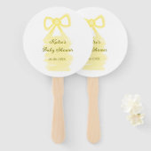 ベビーシャワー黄弓色エレガントモダン ハンドファン (正面&裏面)