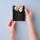 ベビーシャワー黒金ゴールドグリッターバルーン予算 チラシ (手)