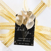 ベビーシャワー黒金ゴールドグリッターバ感謝していルーンユー ギフトタグ