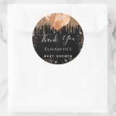 ベビーシャワー黒金ゴールドグリッター感謝してい名前 ラウンドシール (バッグ)